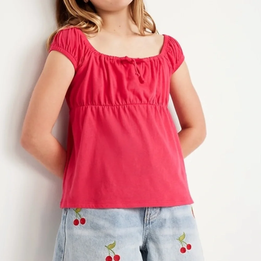 Old Navy Girls Size 8 Red Square Neck Babydoll Top